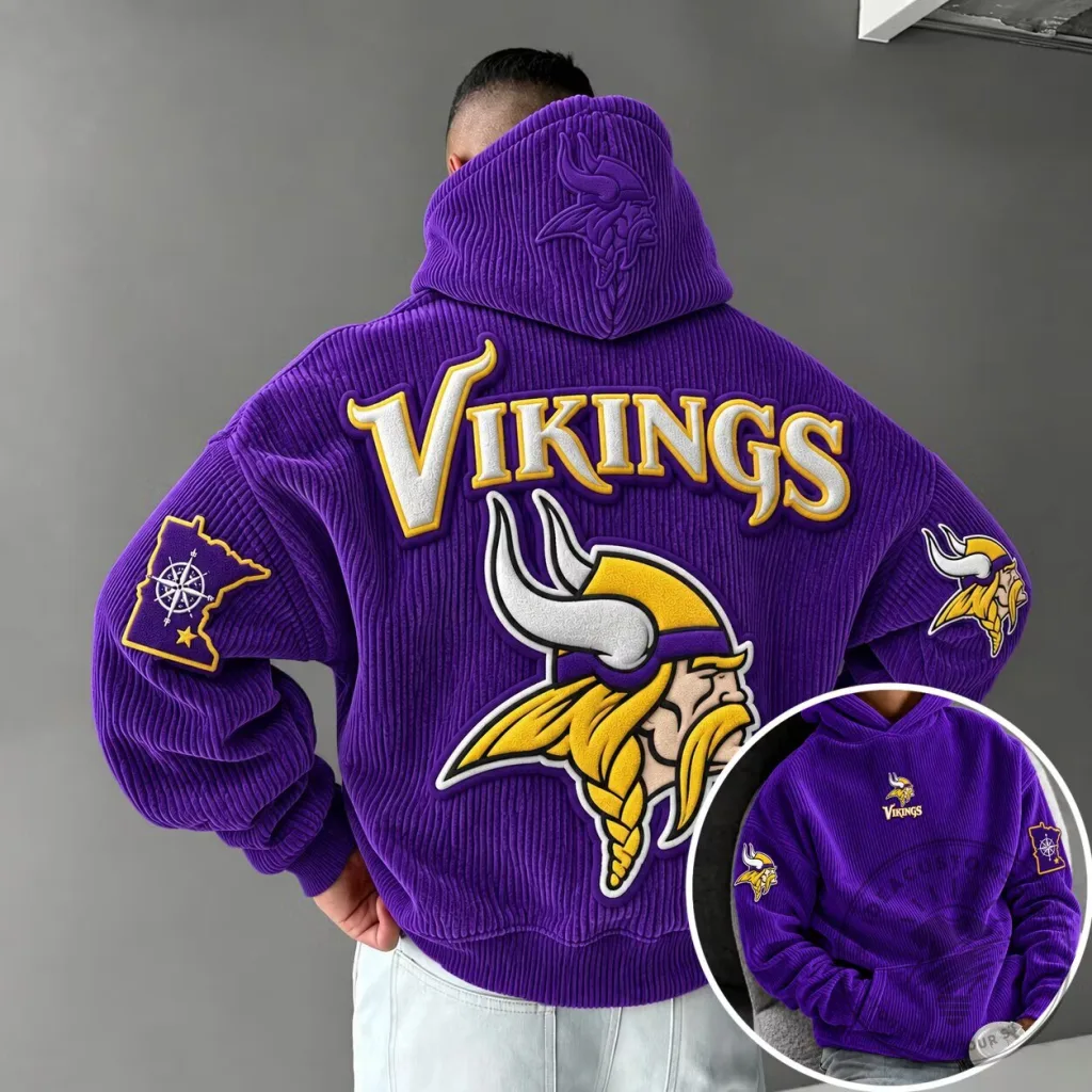 Minnesota Vikings Corduroy Embroidered Purple Football Team Hoodie Minnesota Vikings Corduroy Embroidered Purple Football Team Hoodie