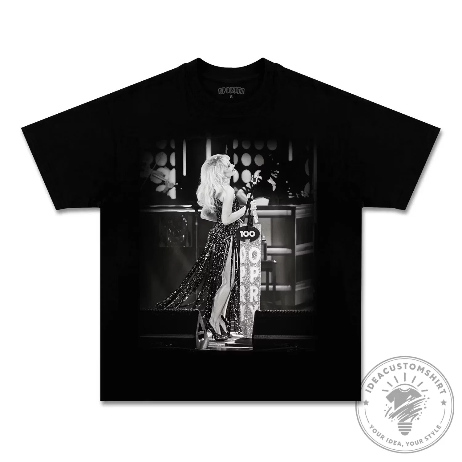 Sabrina Carpenter Black and White Concert Photo Graphic T-Shirt