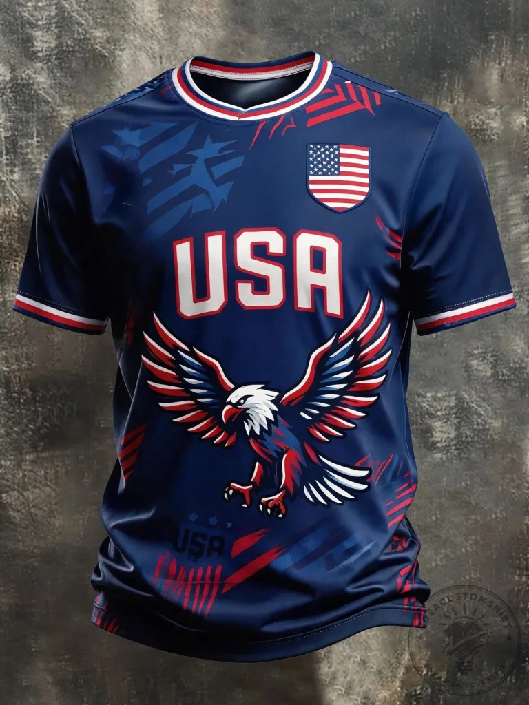 USA Soccer Patriotic American Eagle Men's Football Jersey 32 USA Soccer Patriotic American Eagle Men's Football Jersey