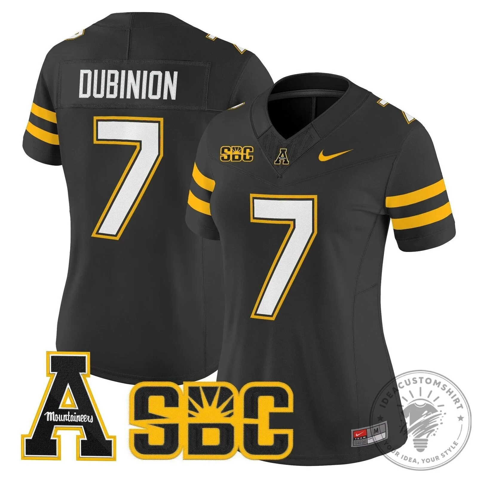Appalachian State Mountaineers Swann Number 5 Black Football Jersey 42 Appalachian State Mountaineers Swann Number 5 Black Football Jersey