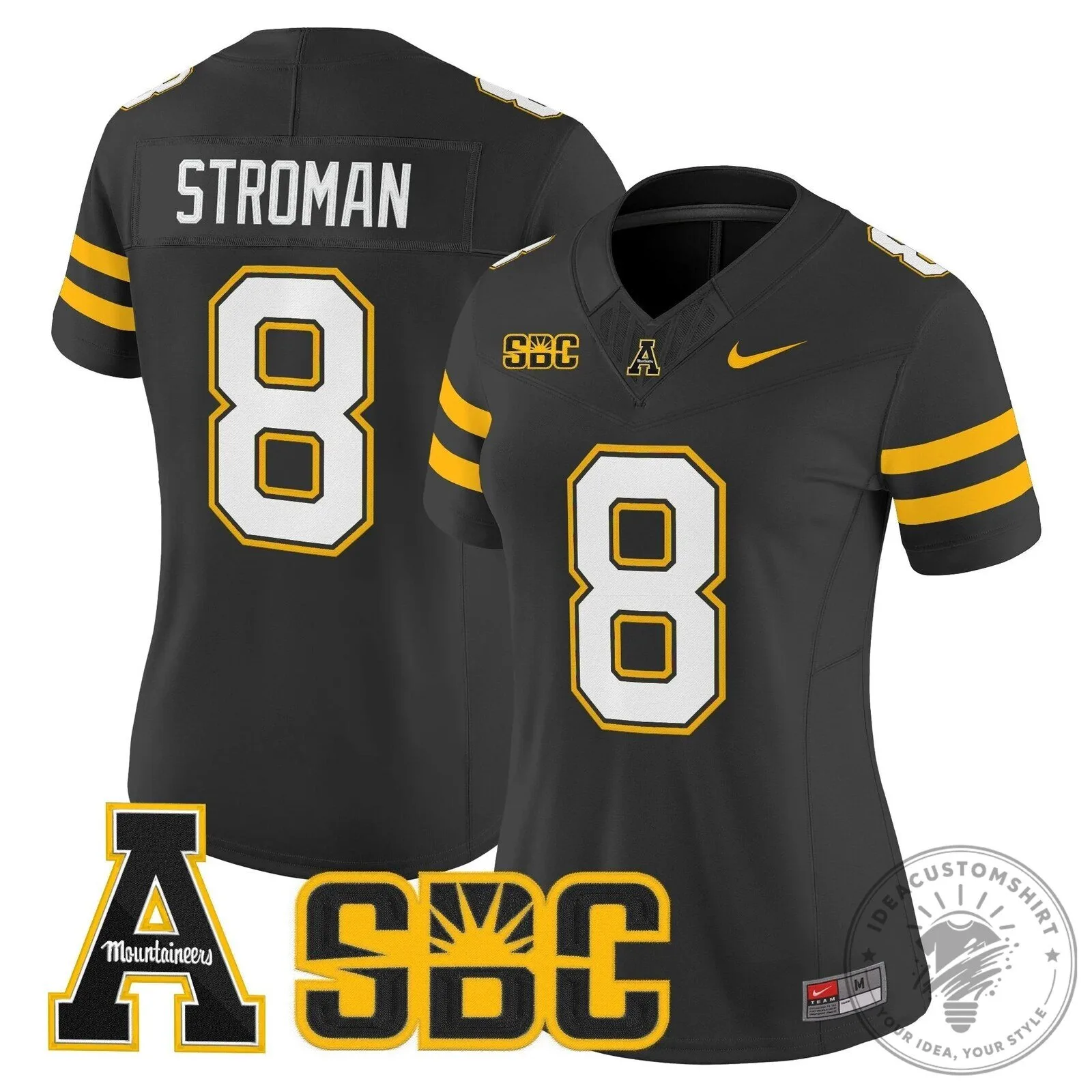 Appalachian State Mountaineers Swann Number 5 Black Football Jersey 43 Appalachian State Mountaineers Swann Number 5 Black Football Jersey