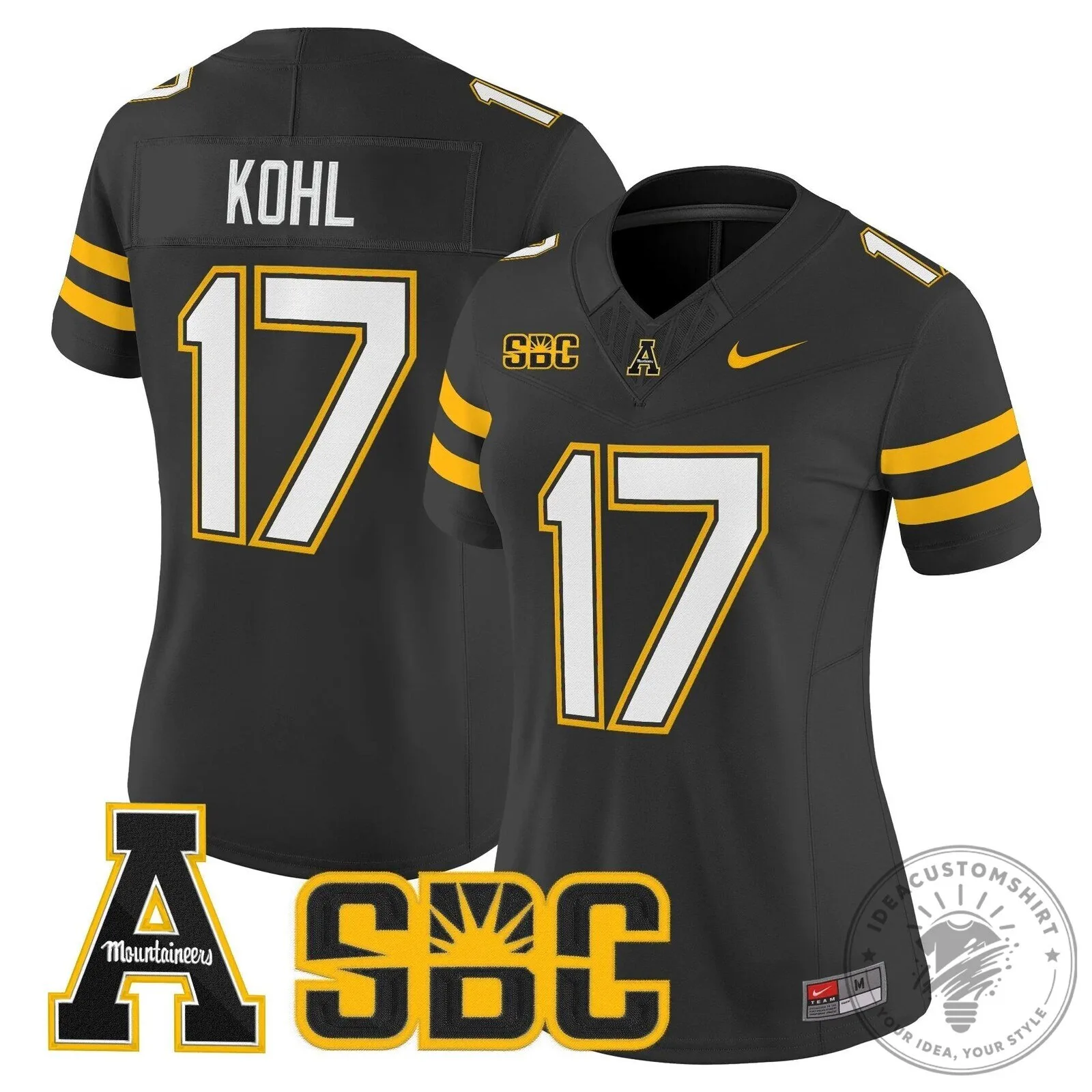Appalachian State Mountaineers Swann Number 5 Black Football Jersey 44 Appalachian State Mountaineers Swann Number 5 Black Football Jersey