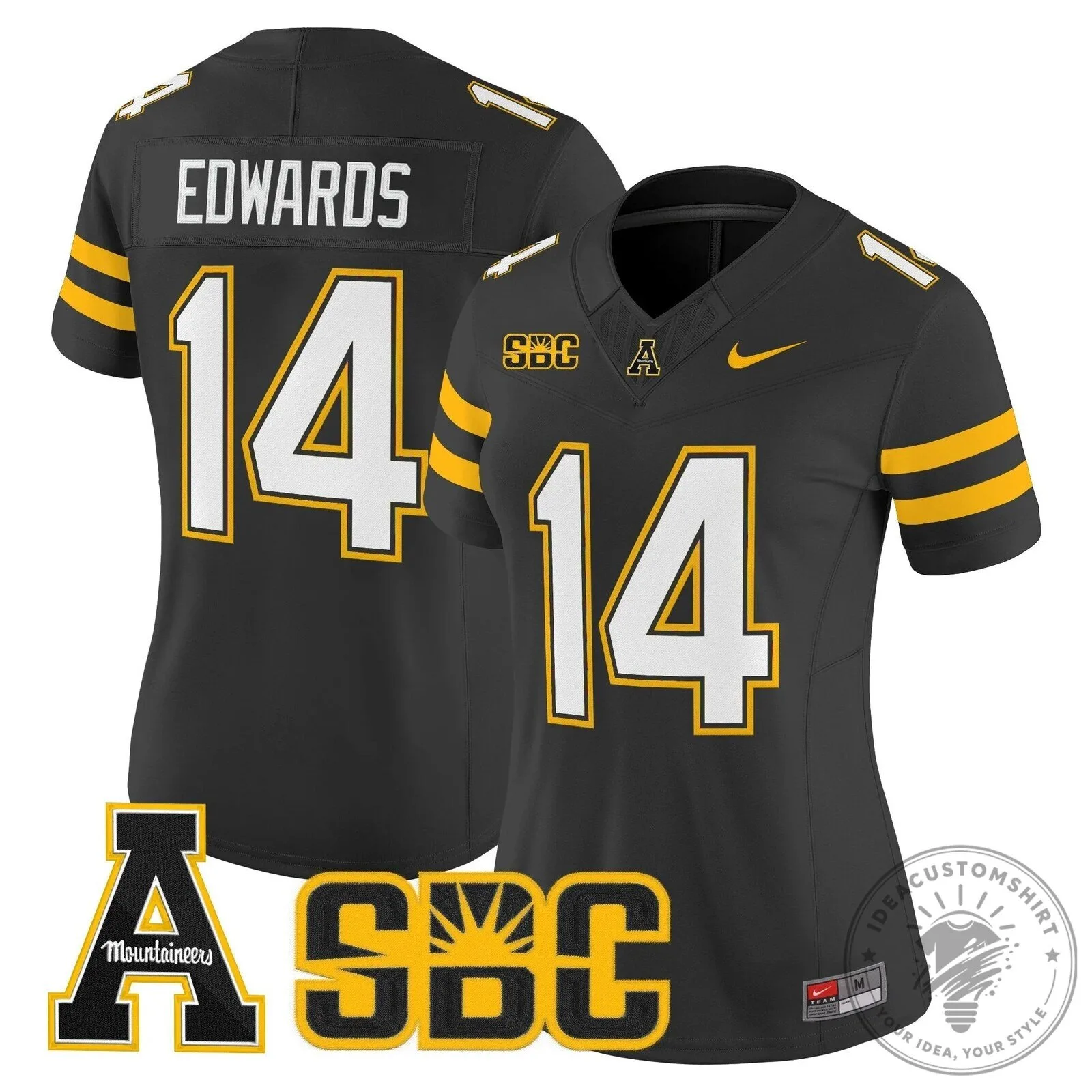 Appalachian State Mountaineers Swann Number 5 Black Football Jersey 45 Appalachian State Mountaineers Swann Number 5 Black Football Jersey