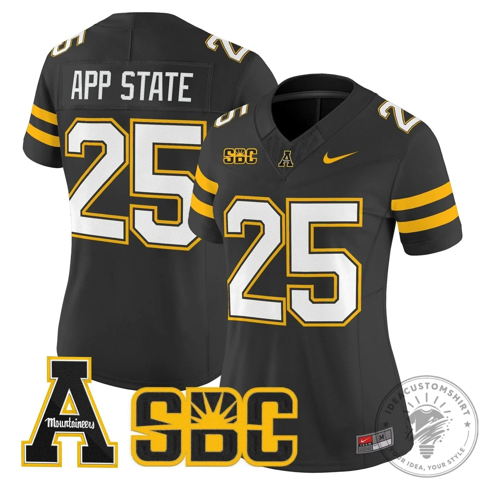 Appalachian State Mountaineers Swann Number 5 Black Football Jersey 47 Appalachian State Mountaineers Swann Number 5 Black Football Jersey