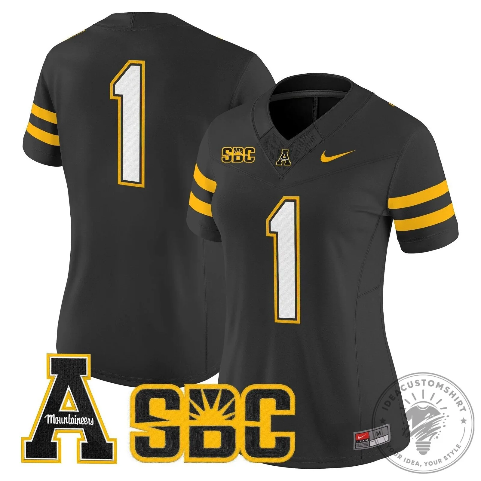 Appalachian State Mountaineers Swann Number 5 Black Football Jersey 48 Appalachian State Mountaineers Swann Number 5 Black Football Jersey