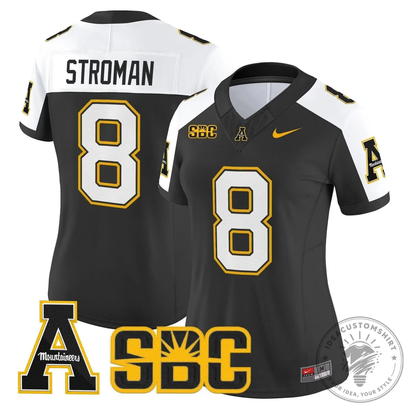 Appalachian State Mountaineers Swann Number 5 Black Football Jersey 70 Appalachian State Mountaineers Swann Number 5 Black Football Jersey