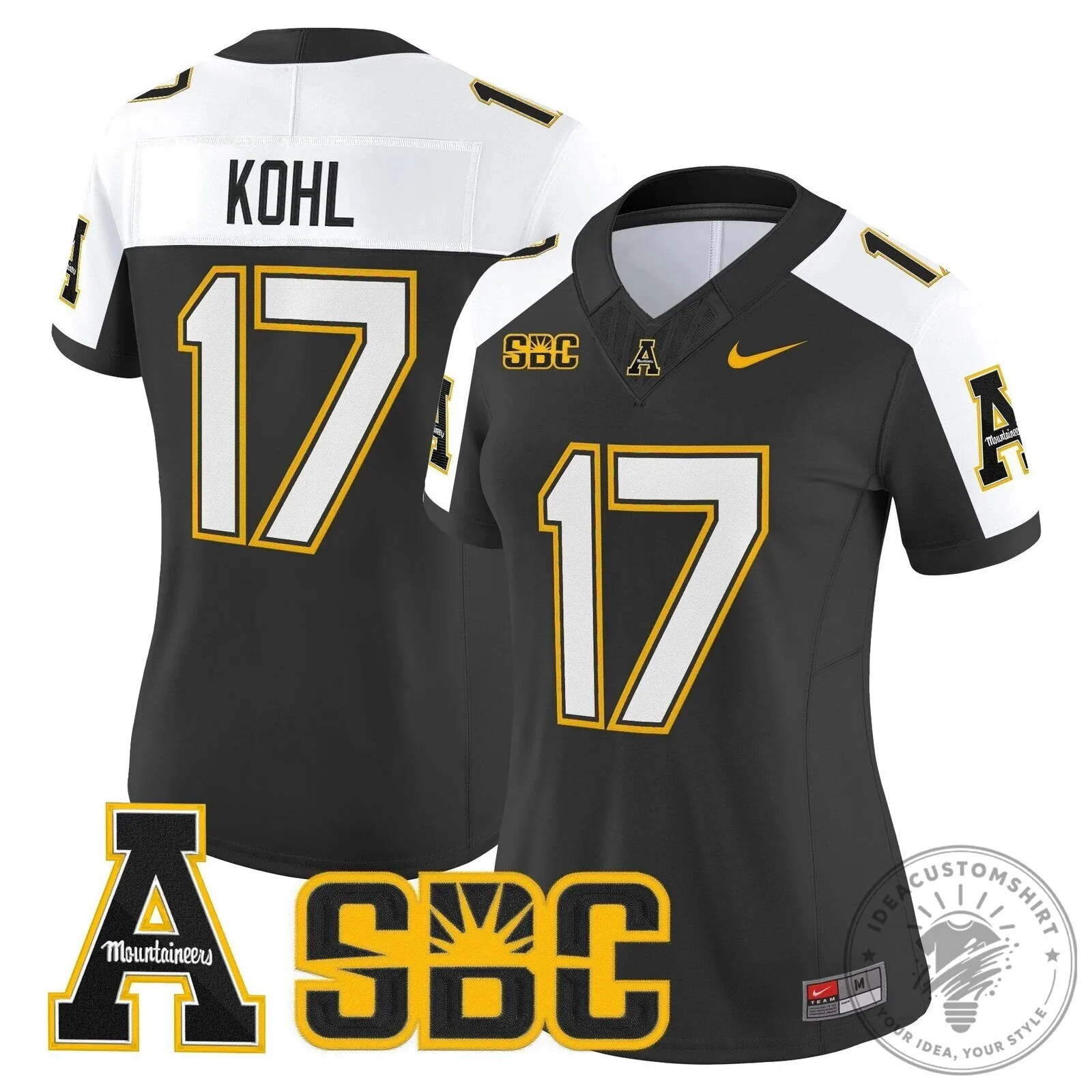 Appalachian State Mountaineers Swann Number 5 Black Football Jersey 71 Appalachian State Mountaineers Swann Number 5 Black Football Jersey