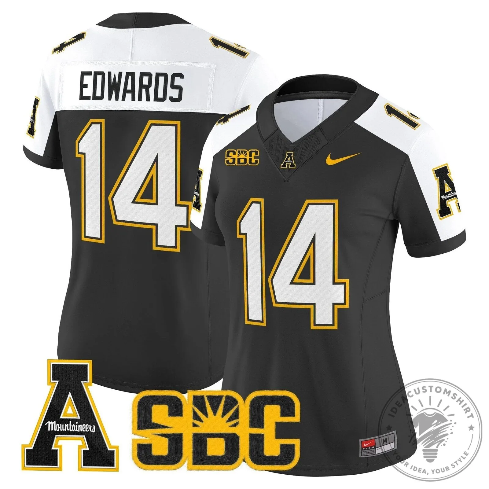 Appalachian State Mountaineers Swann Number 5 Black Football Jersey 72 Appalachian State Mountaineers Swann Number 5 Black Football Jersey