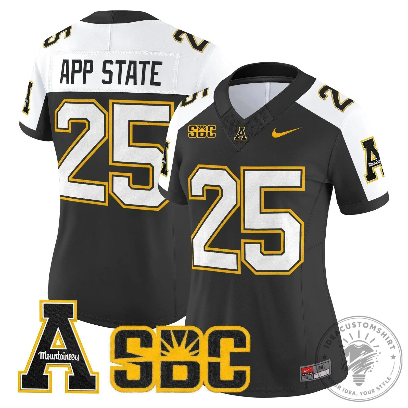 Appalachian State Mountaineers Swann Number 5 Black Football Jersey 74 Appalachian State Mountaineers Swann Number 5 Black Football Jersey