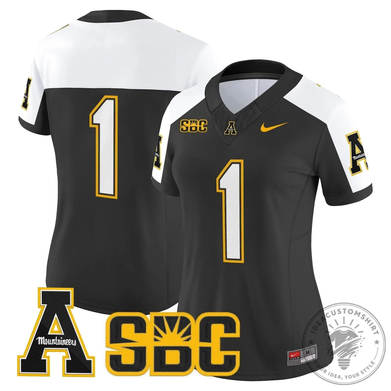 Appalachian State Mountaineers Swann Number 5 Black Football Jersey 75 Appalachian State Mountaineers Swann Number 5 Black Football Jersey