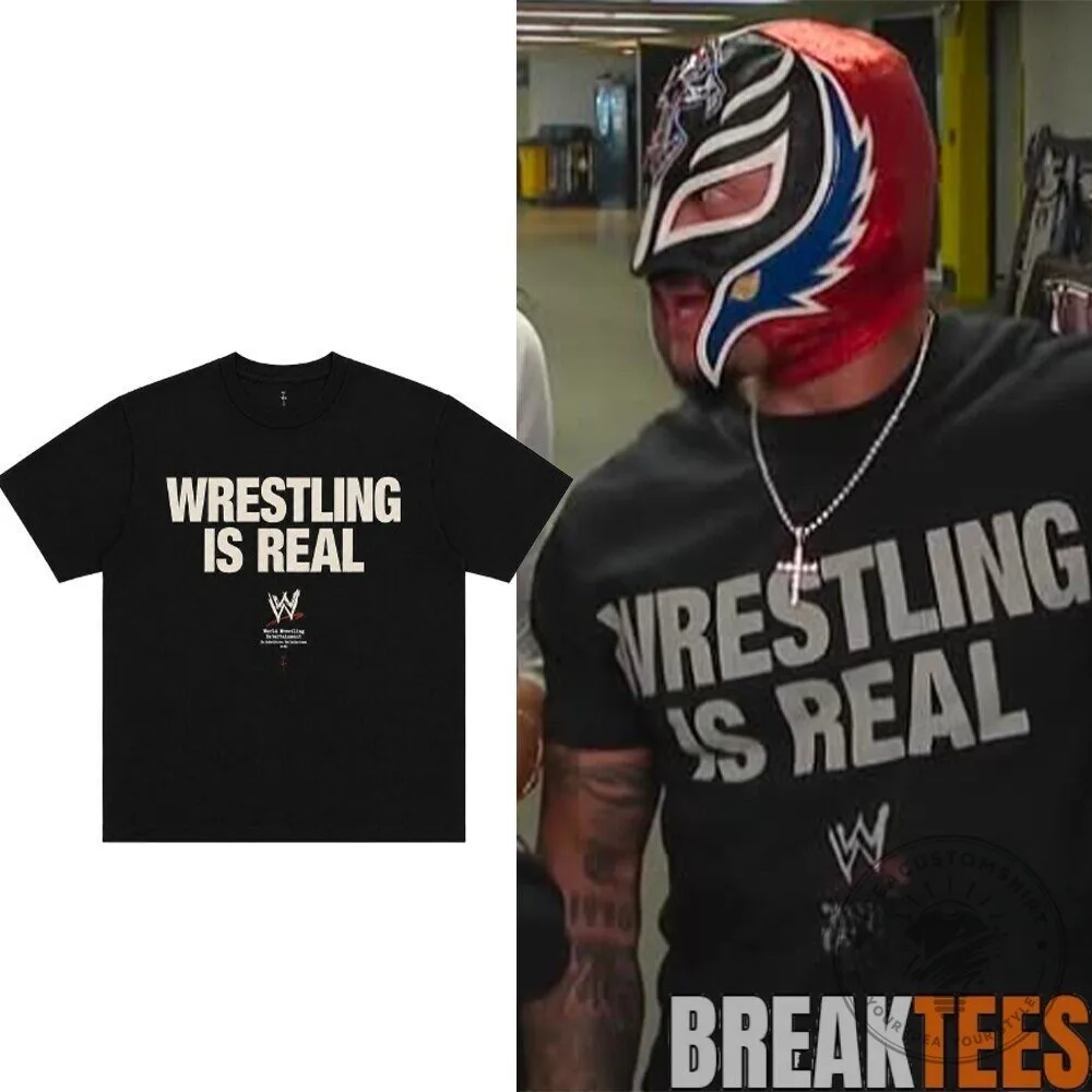 WWE Wrestling Is Real Black Logo Graphic Print T-Shirt 8 WWE Wrestling Is Real Black Logo Graphic Print T-Shirt