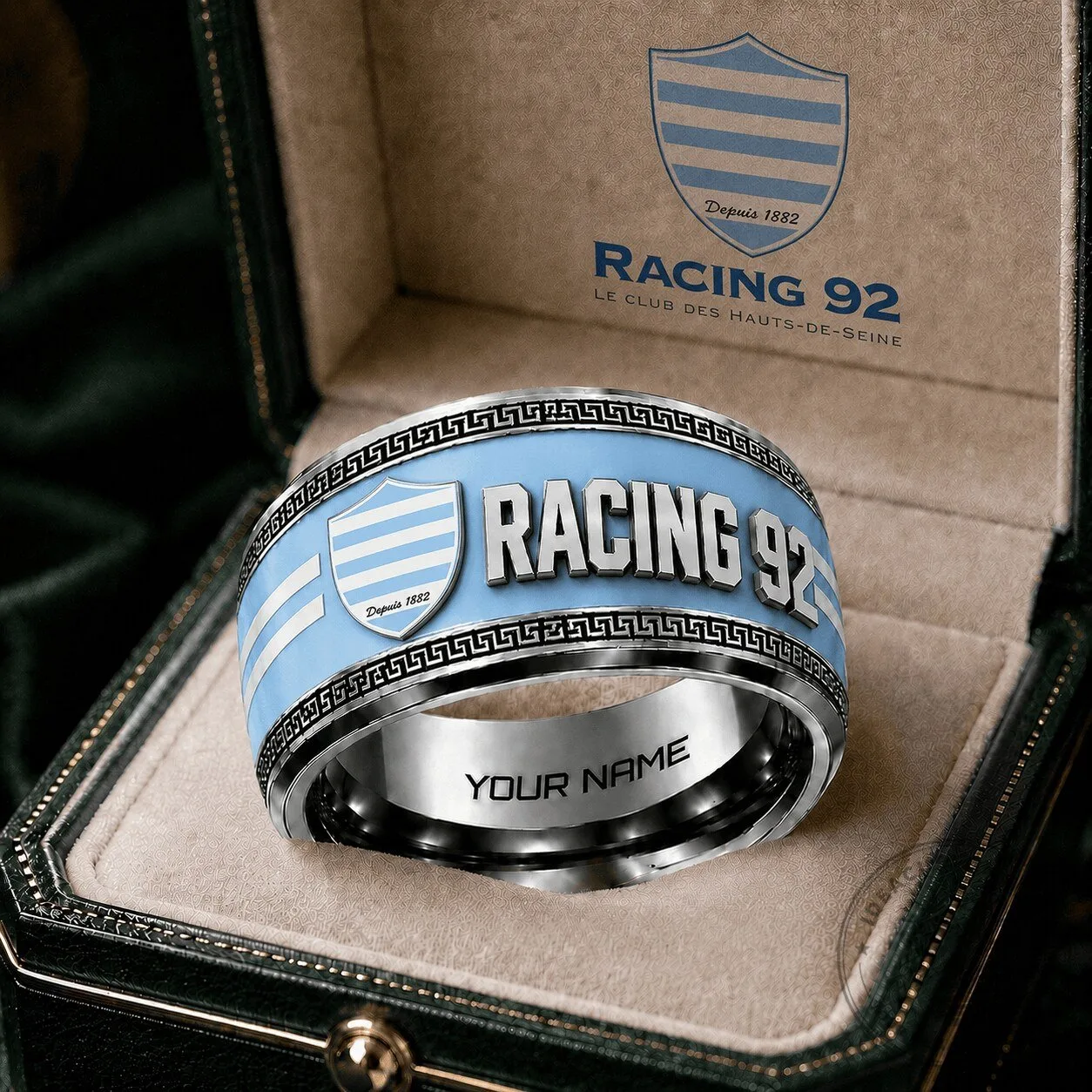 Racing 92 Rugby Club Personalized Name Engraved Sports Fan Ring
