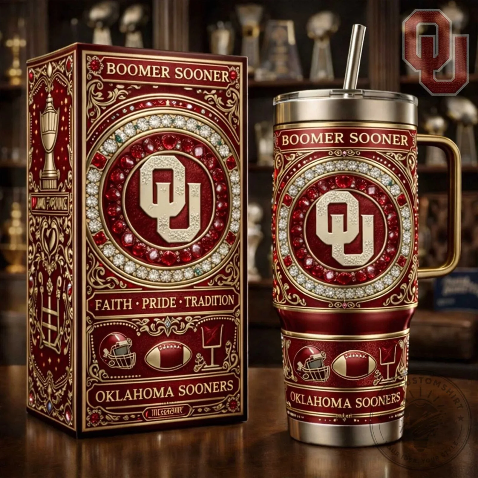 Oklahoma Sooners Boomer Sooner Faith Pride Tradition Stainless Steel Tumbler