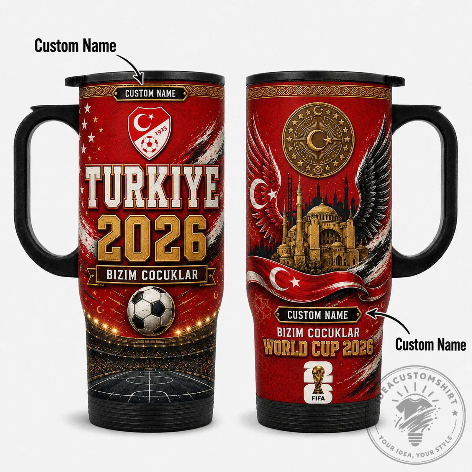 Turkey National Football Team 2026 World Cup Custom Name Travel Tumbler