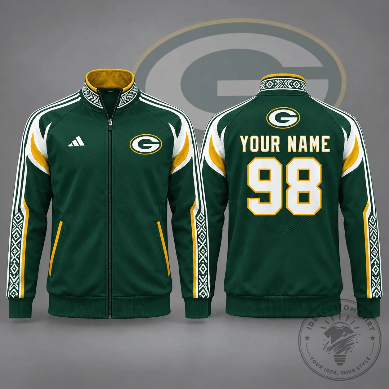 Green Bay Packers Personalized NFL Football Team Nordic Track Jacket