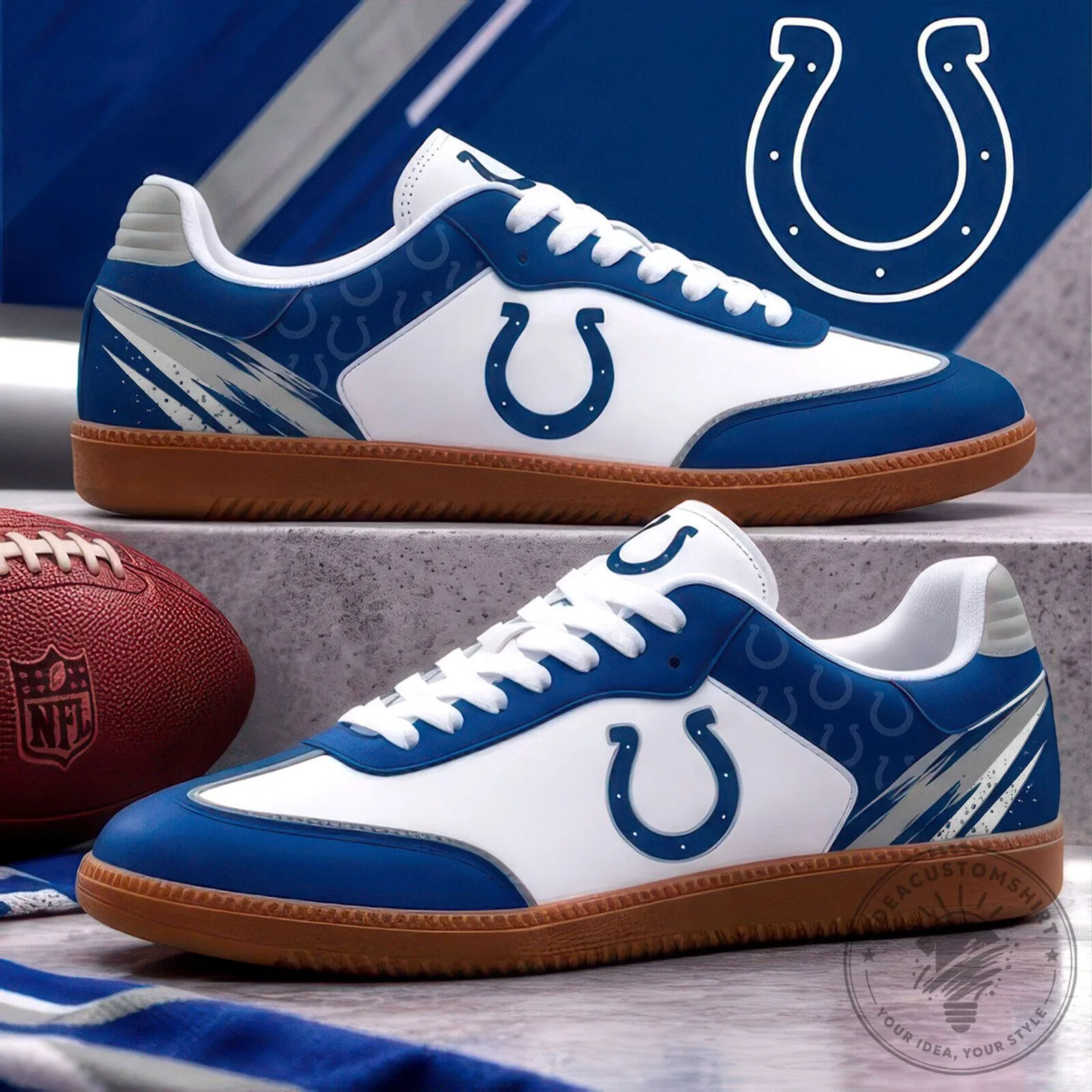 Indianapolis Colts NFL Team Logo White and Blue Samba Style Shoes