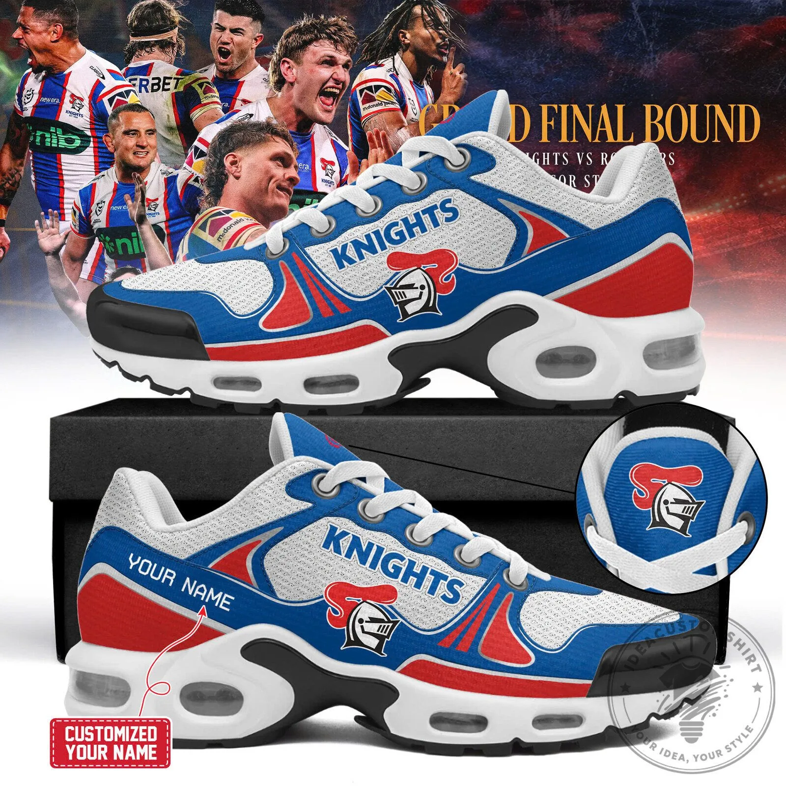 Newcastle Knights National Rugby League Custom Air Max Plus Sneakers