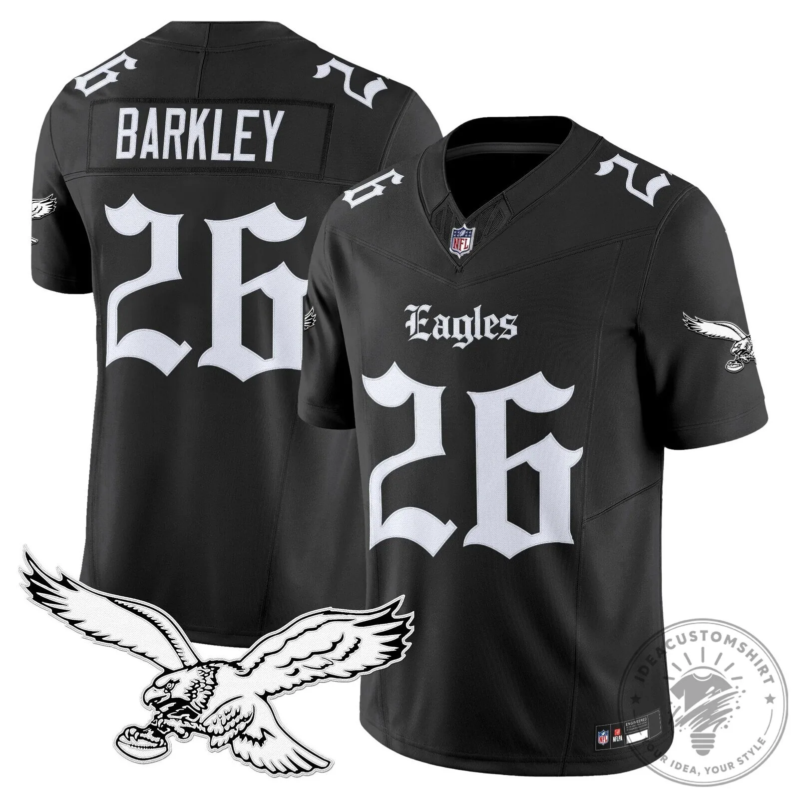 Philly Eagles Saquon Barkley Number 26 Black Football Jersey
