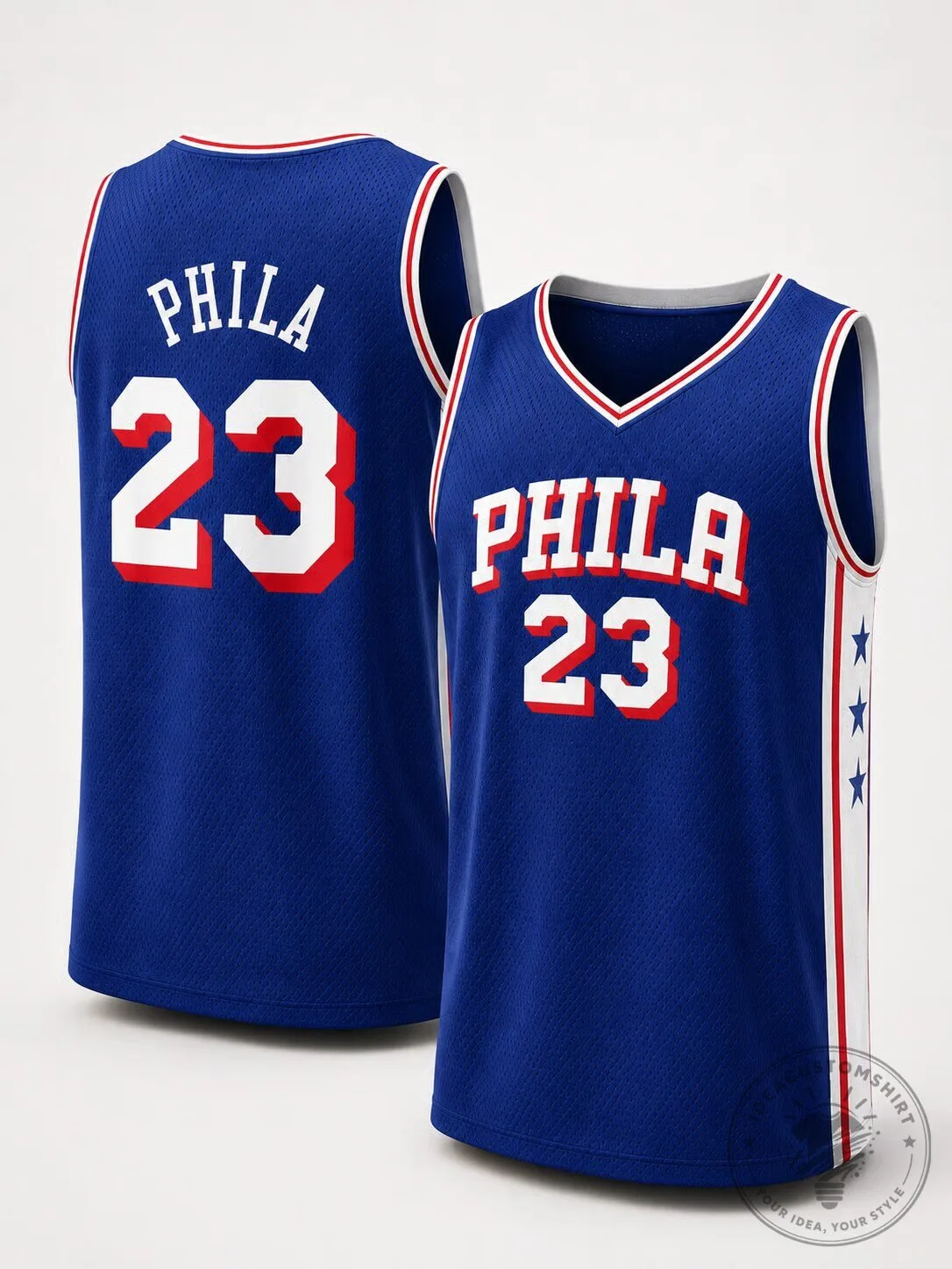 Philly Basketball Team Royal Blue Number 23 Sports Jersey for Men