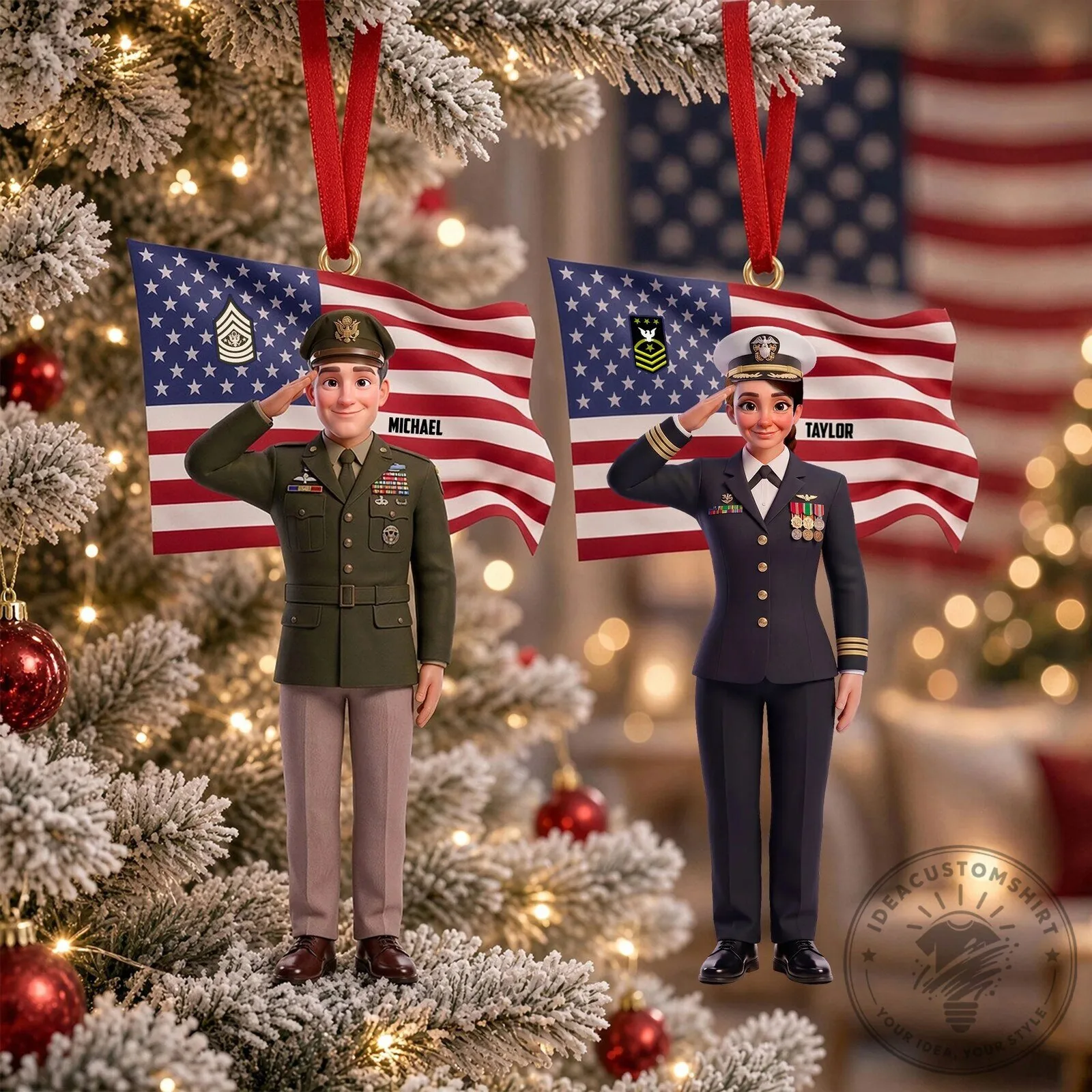 Personalized United States Military Soldier Christmas Tree Ornament