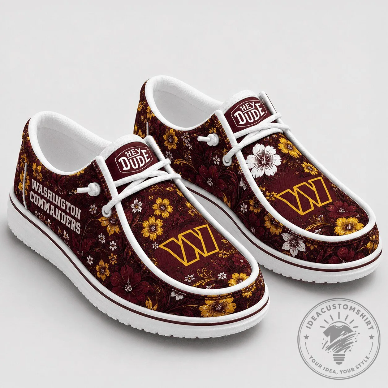 Washington Commanders Football Team Floral Pattern Casual Loafer Shoes