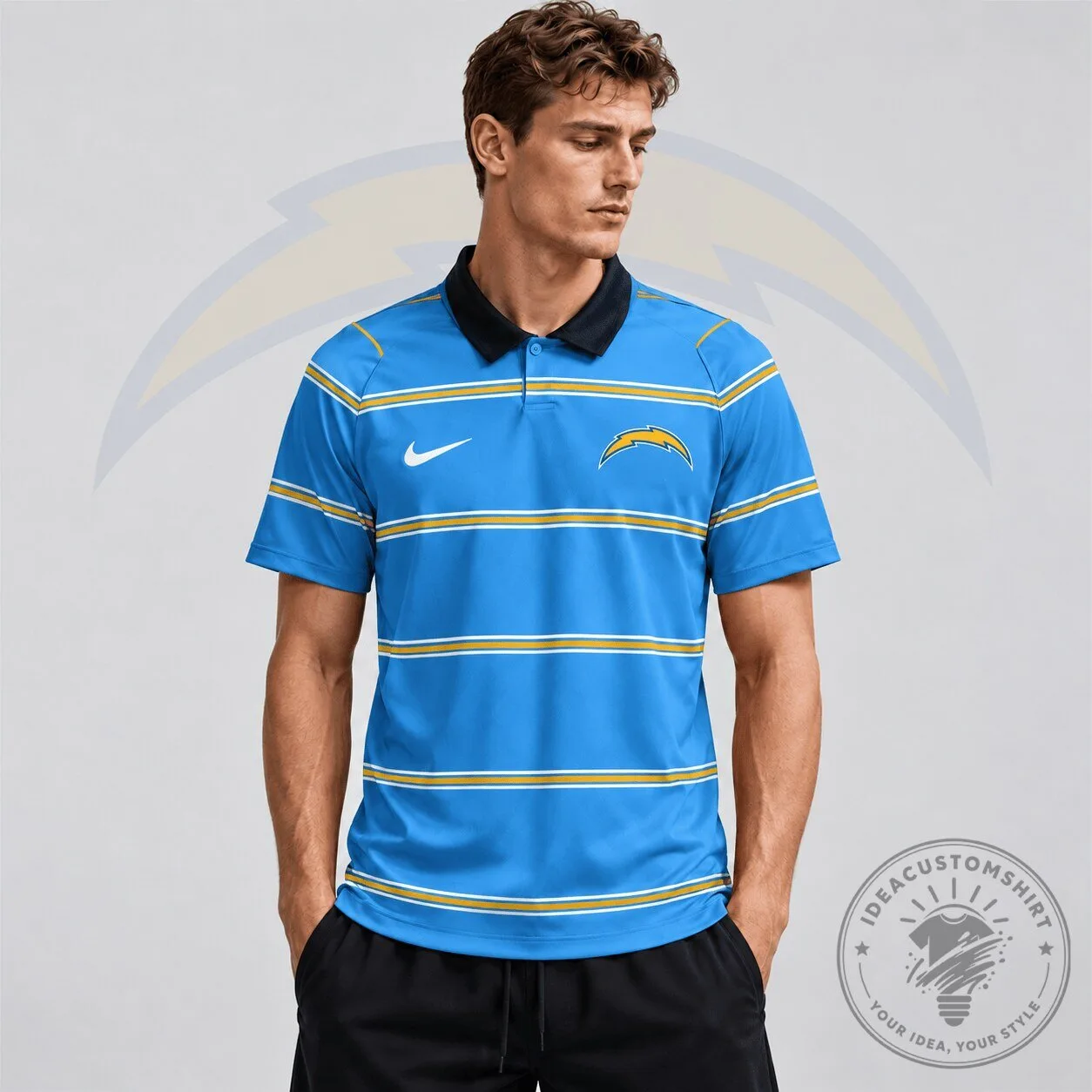 Los Angeles Chargers Premium National Football League Team Crest Polo Shirt 2 Los Angeles Chargers Premium National Football League Team Crest Polo Shirt