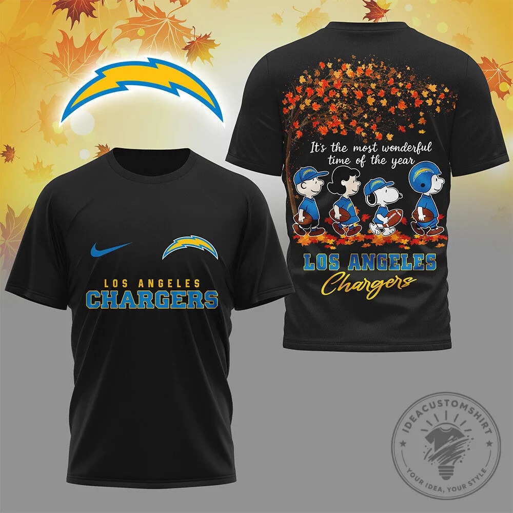 Los Angeles Chargers Snoopy and Friends Autumn Football Fan T-Shirt