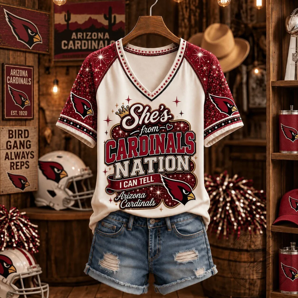 Arizona Cardinals NFL fan gift She's From Cardinals Nation V-Neck T-Shirt Arizona Cardinals NFL fan gift She's From Cardinals Nation V-Neck T-Shirt