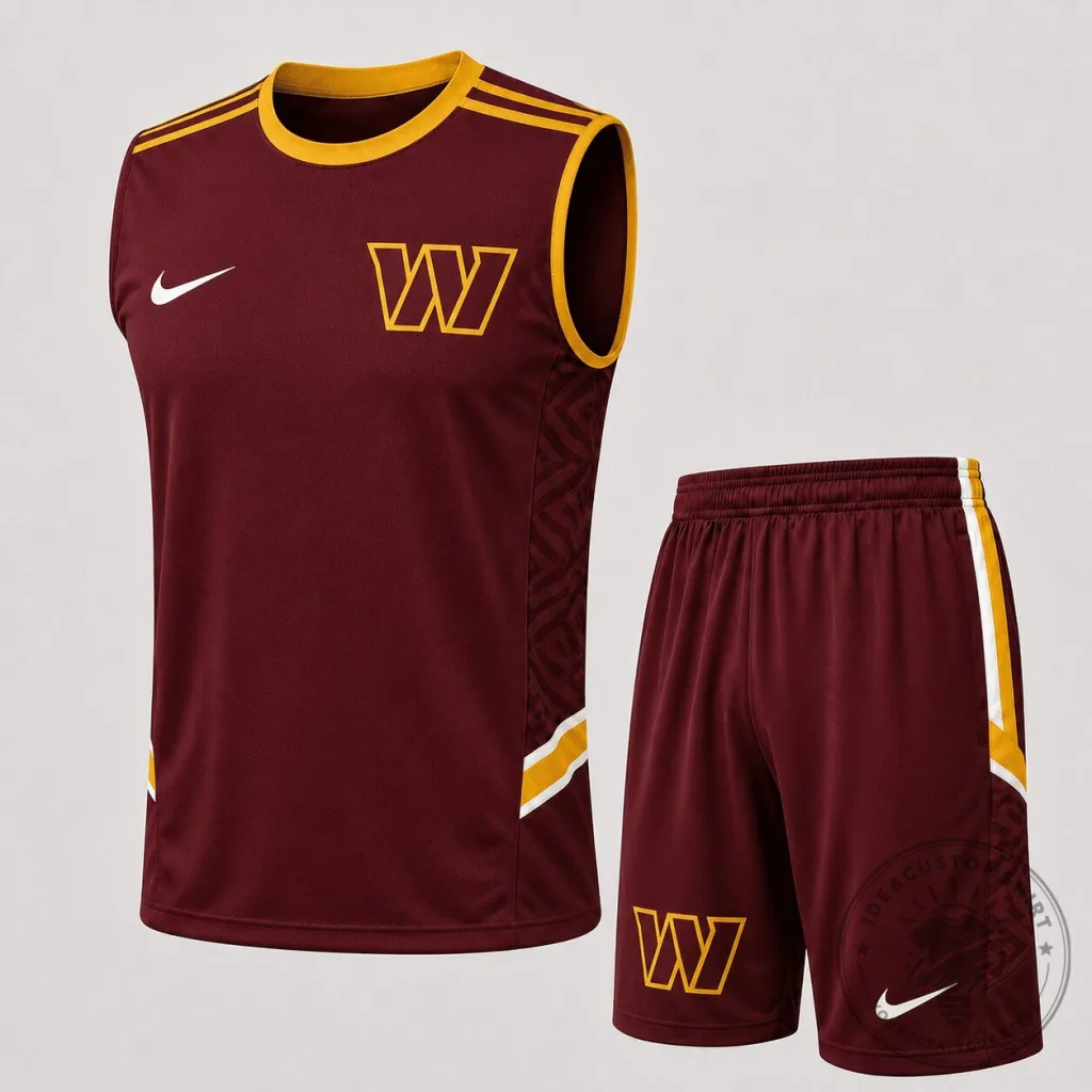 Washington Commanders Football Team Logo Tank Top and Shorts Set Washington Commanders Football Team Logo Tank Top and Shorts Set