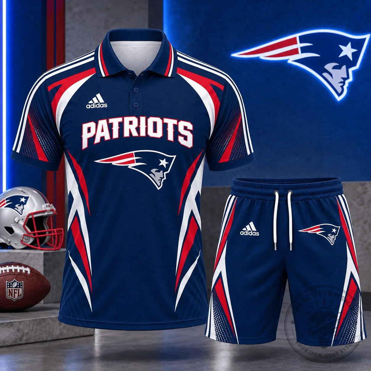 Patriots NFL Team Polo Shirt and Shorts Set from New England