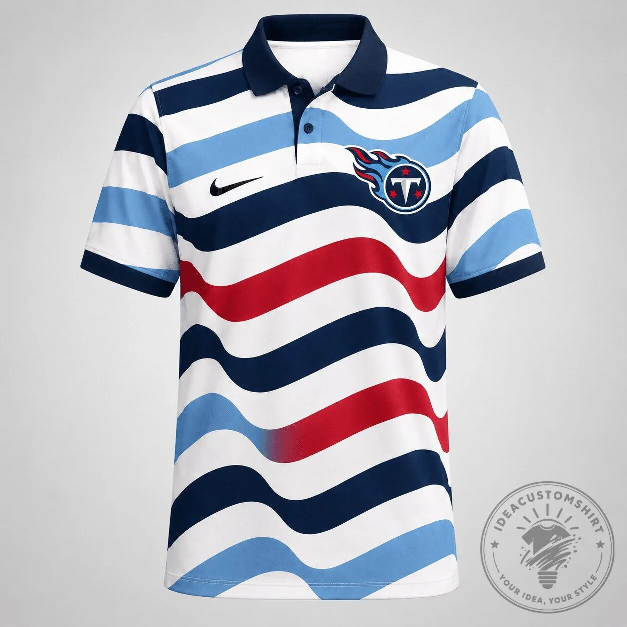 Tennessee Titans NFL Football Team Wavy Stripe Design Polo Shirt