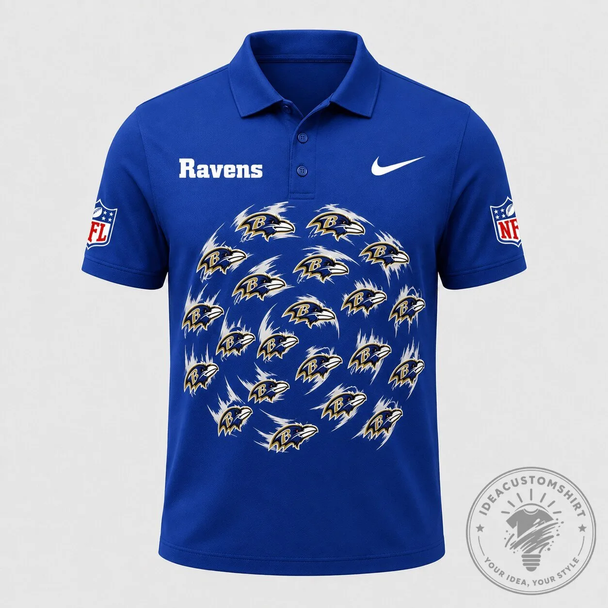 Baltimore Ravens National Football League Men's Royal Blue Athletic Polo Shirt