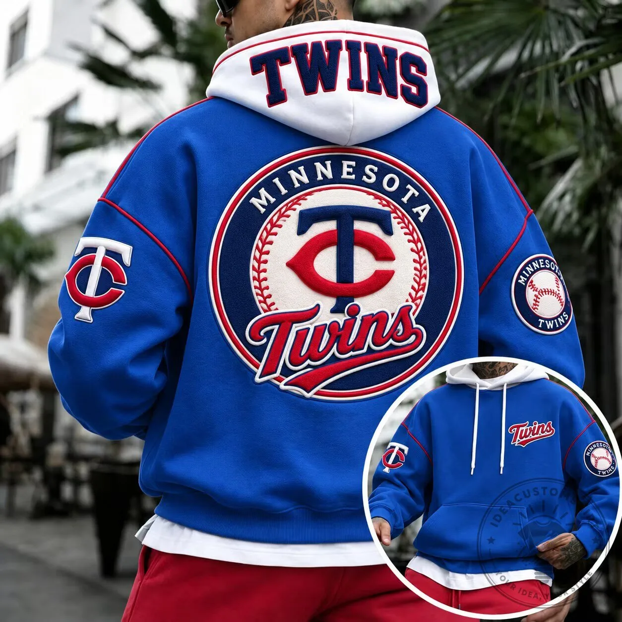 Minnesota Twins Baseball Team Logo Embroidered Blue Hoodie