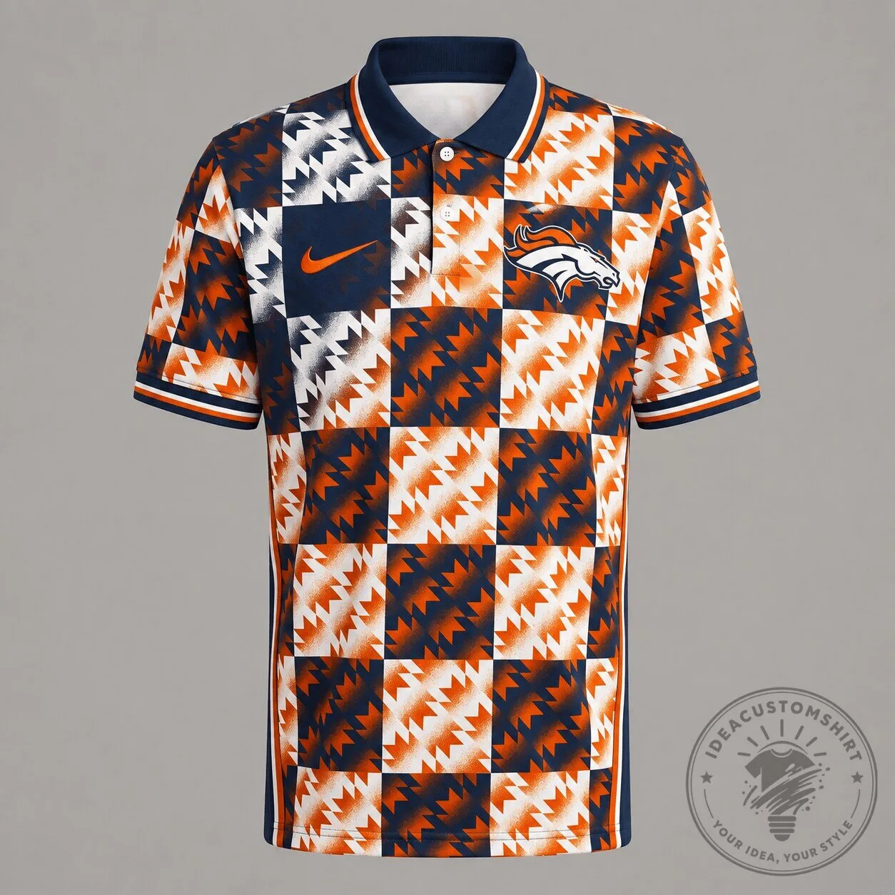 Denver Broncos Retro Geometric Pattern Polo Shirt for Men 7 Denver Broncos Retro Geometric Pattern Polo Shirt for Men