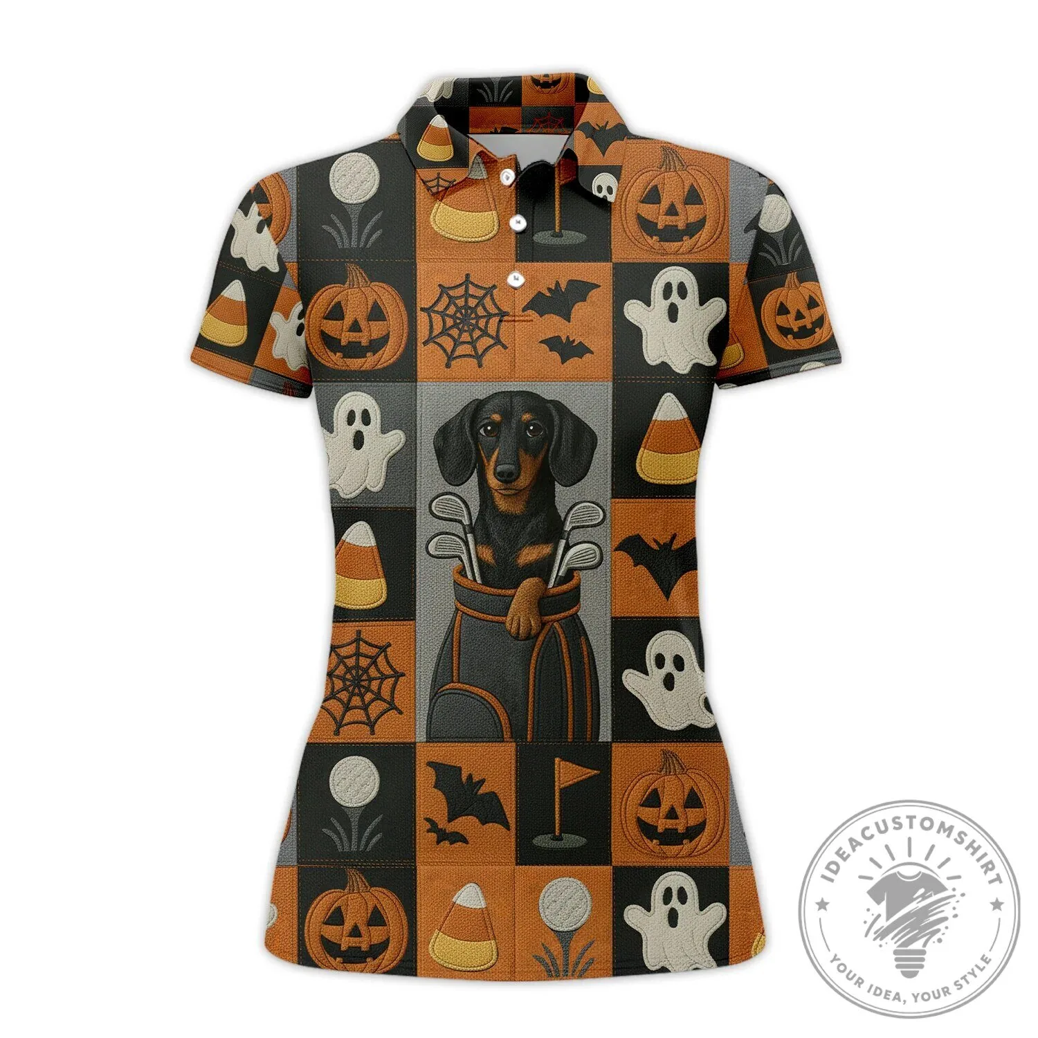 Halloween Lover Shirt Dachshund Golf Polo Shirt For Men, Spooky Dog Pattern Polo Shirt 13 Halloween Lover Shirt Dachshund Golf Polo Shirt For Men, Spooky Dog Pattern Polo Shirt