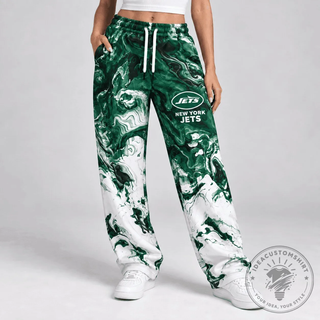 New York Jets Lava Flow Team Colors All-Over Print Comfortable Pants