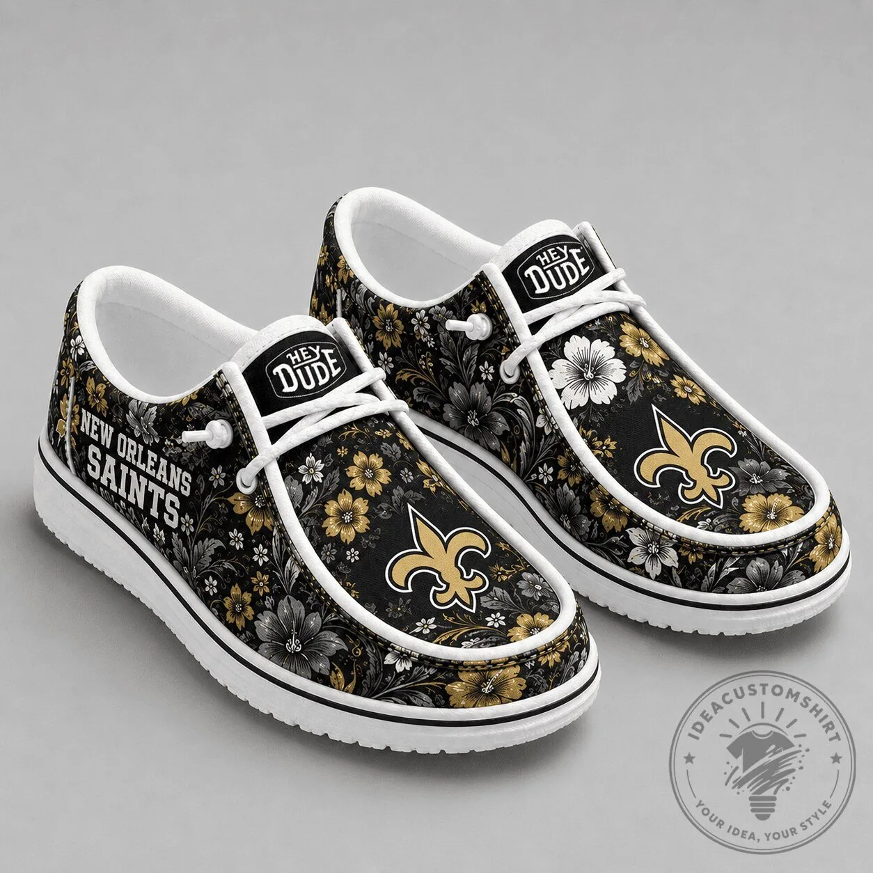 New Orleans Saints Floral Pattern Casual Shoes