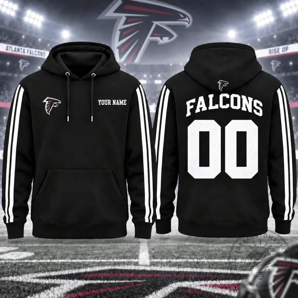 Customizable Black Hoodie with Atlanta Falcons Name and Number 46 Customizable Black Hoodie with Atlanta Falcons Name and Number