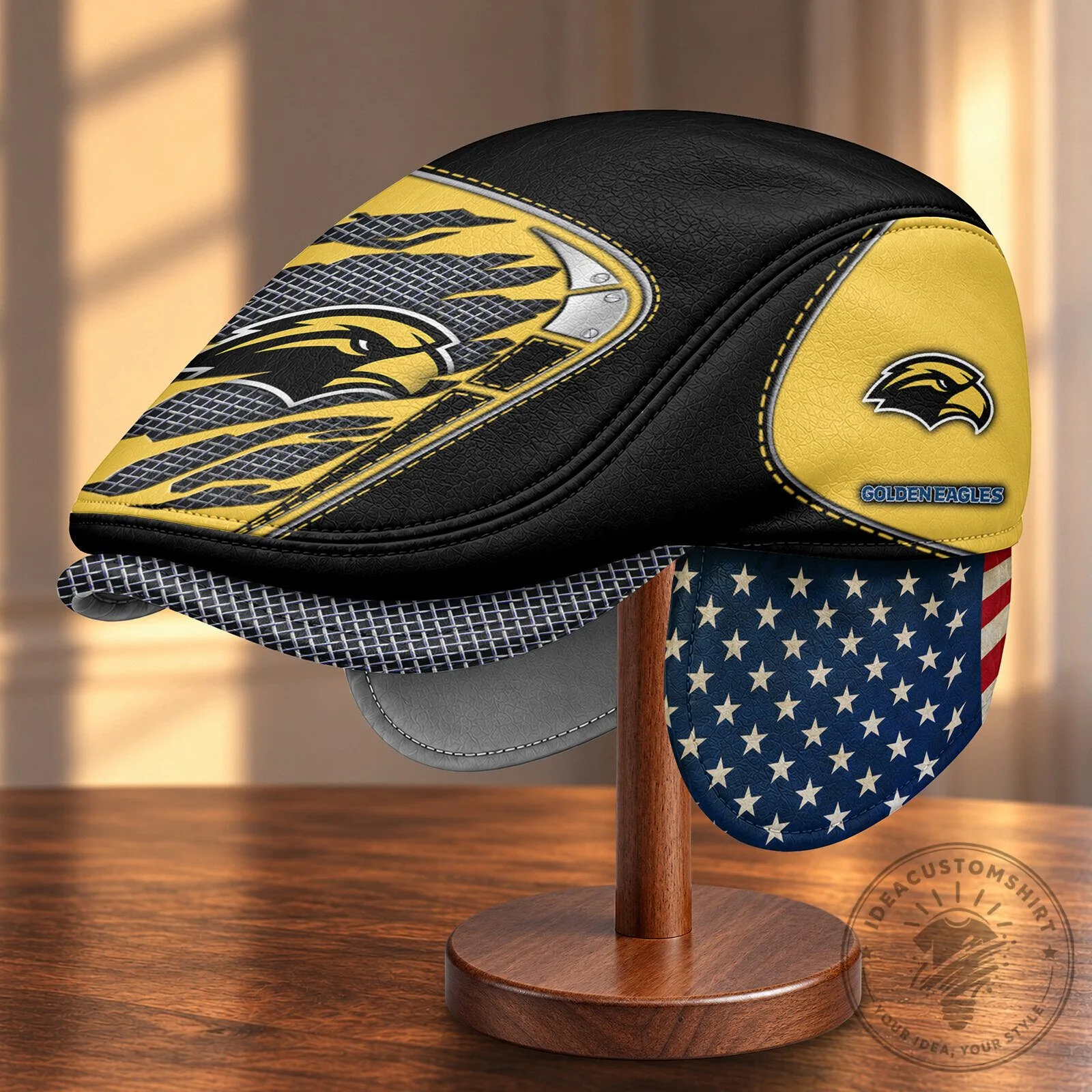 Southern Miss Golden Eagles NCAA Flat Cap with Foldable Ear Flaps