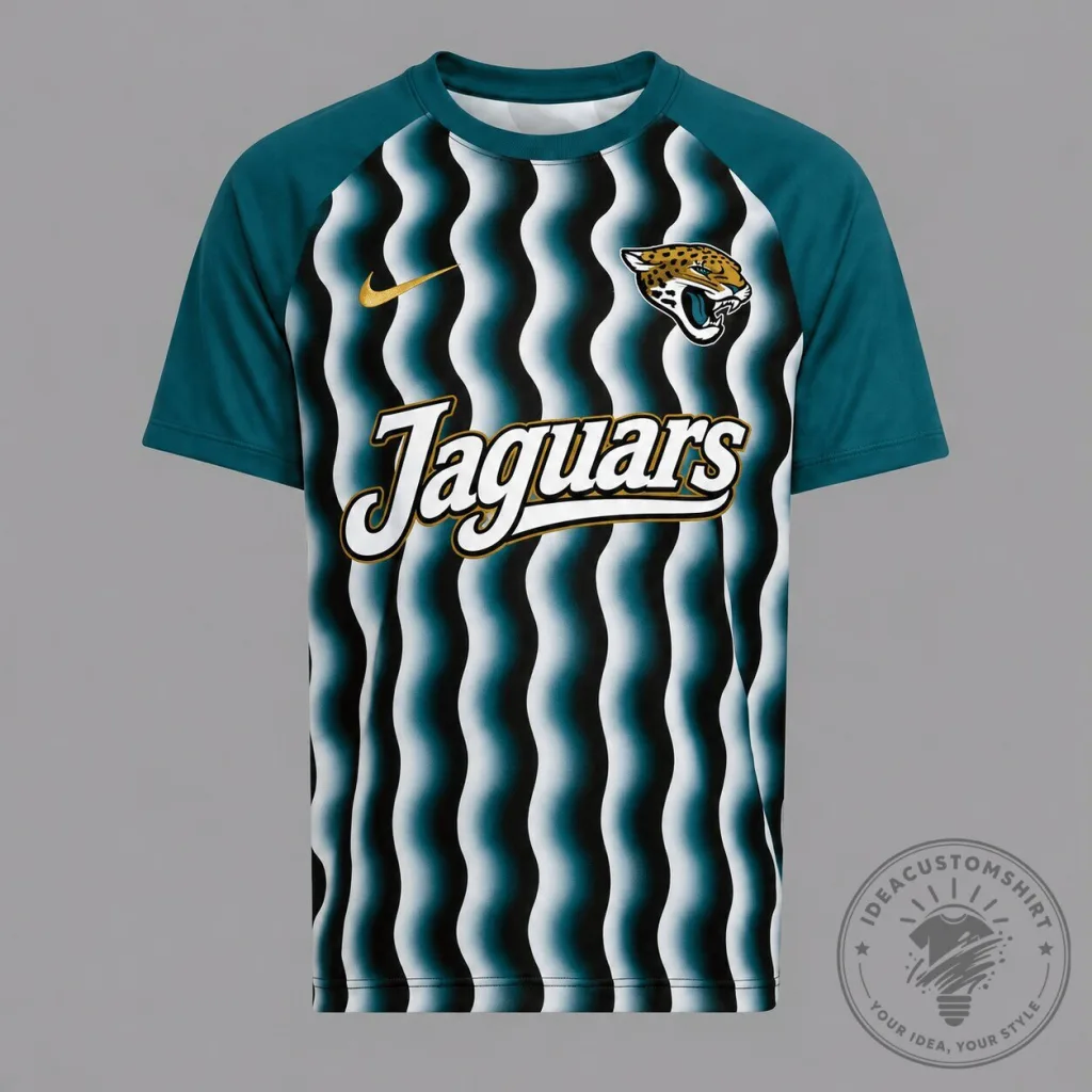 Jacksonville Jaguars NFL Retro Wavy Pattern Athletic T-Shirt Jacksonville Jaguars NFL Retro Wavy Pattern Athletic T-Shirt