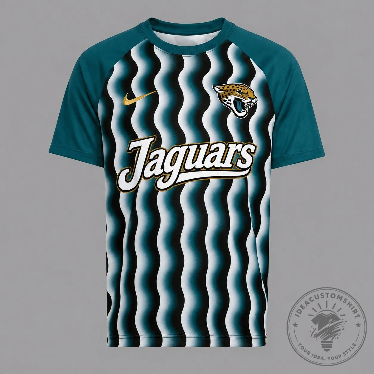 Jacksonville Jaguars NFL Retro Wavy Pattern Athletic T-Shirt