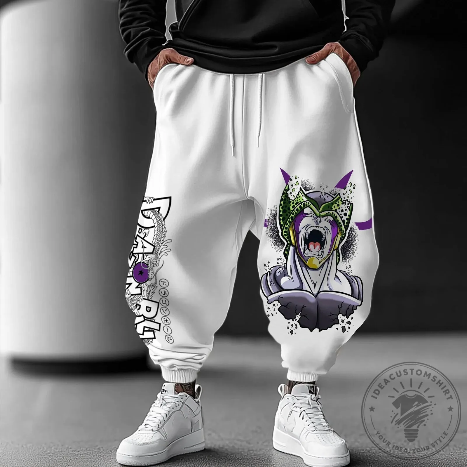 Dragon Ball Z Cell Anime Character White Graphic Print Harem Pants