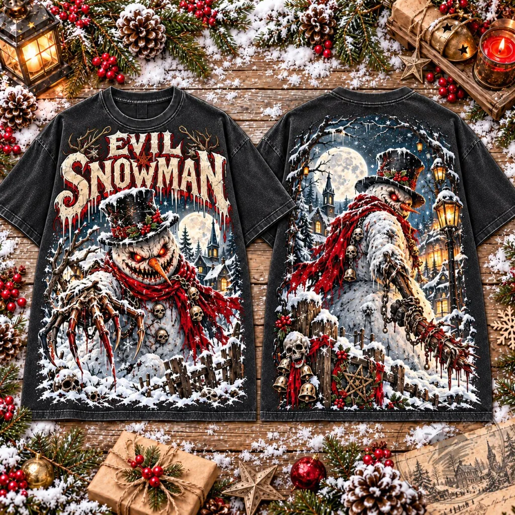 Evil Snowman Killer Christmas Nightmare Horror Short-Sleeve T-Shirt Evil Snowman Killer Christmas Nightmare Horror Short-Sleeve T-Shirt