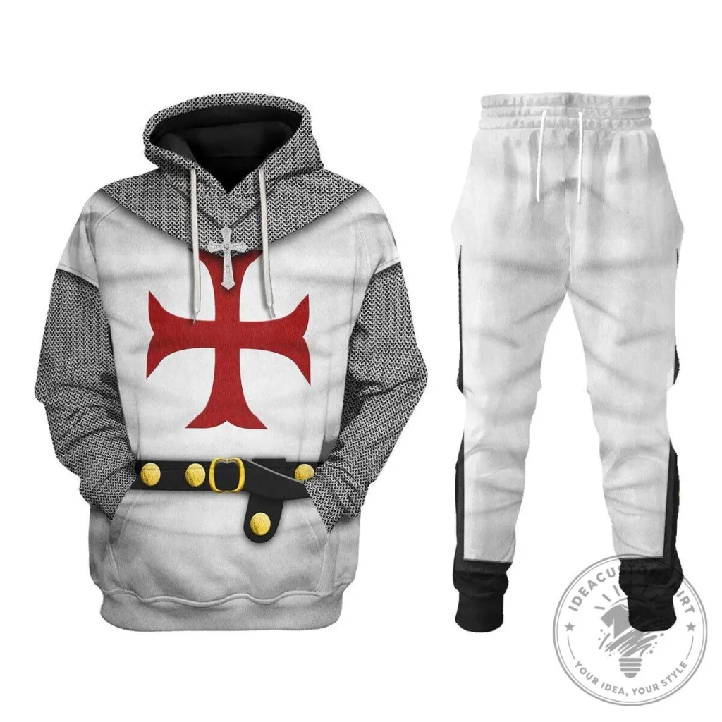 Knights Templar Crusader Medieval Armor Cross 3D Print Hoodie and Sweatpants Set Knights Templar Crusader Medieval Armor Cross 3D Print Hoodie and Sweatpants Set