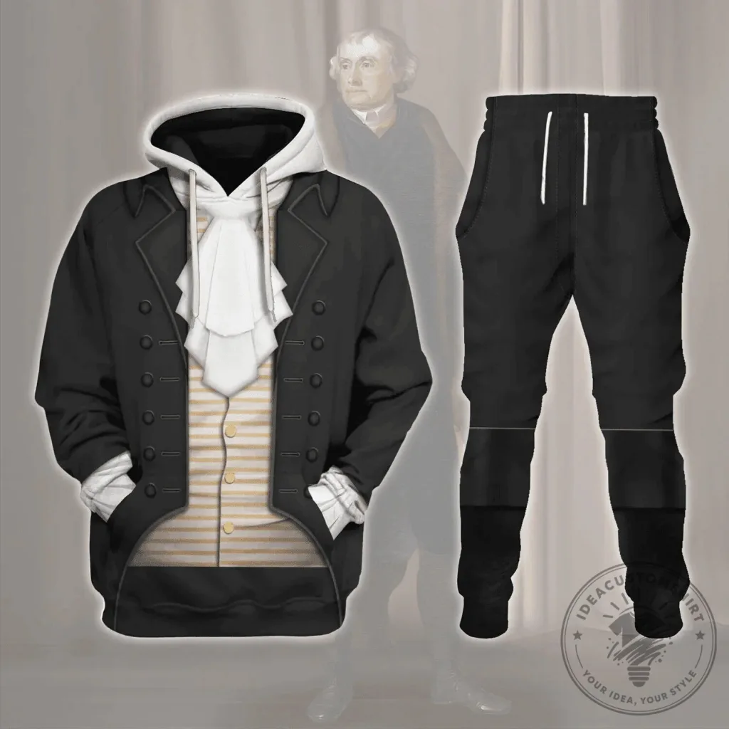 Thomas Jefferson Presidential Costume Historical Figure Hoodie and Sweatpants Set Thomas Jefferson Presidential Costume Historical Figure Hoodie and Sweatpants Set