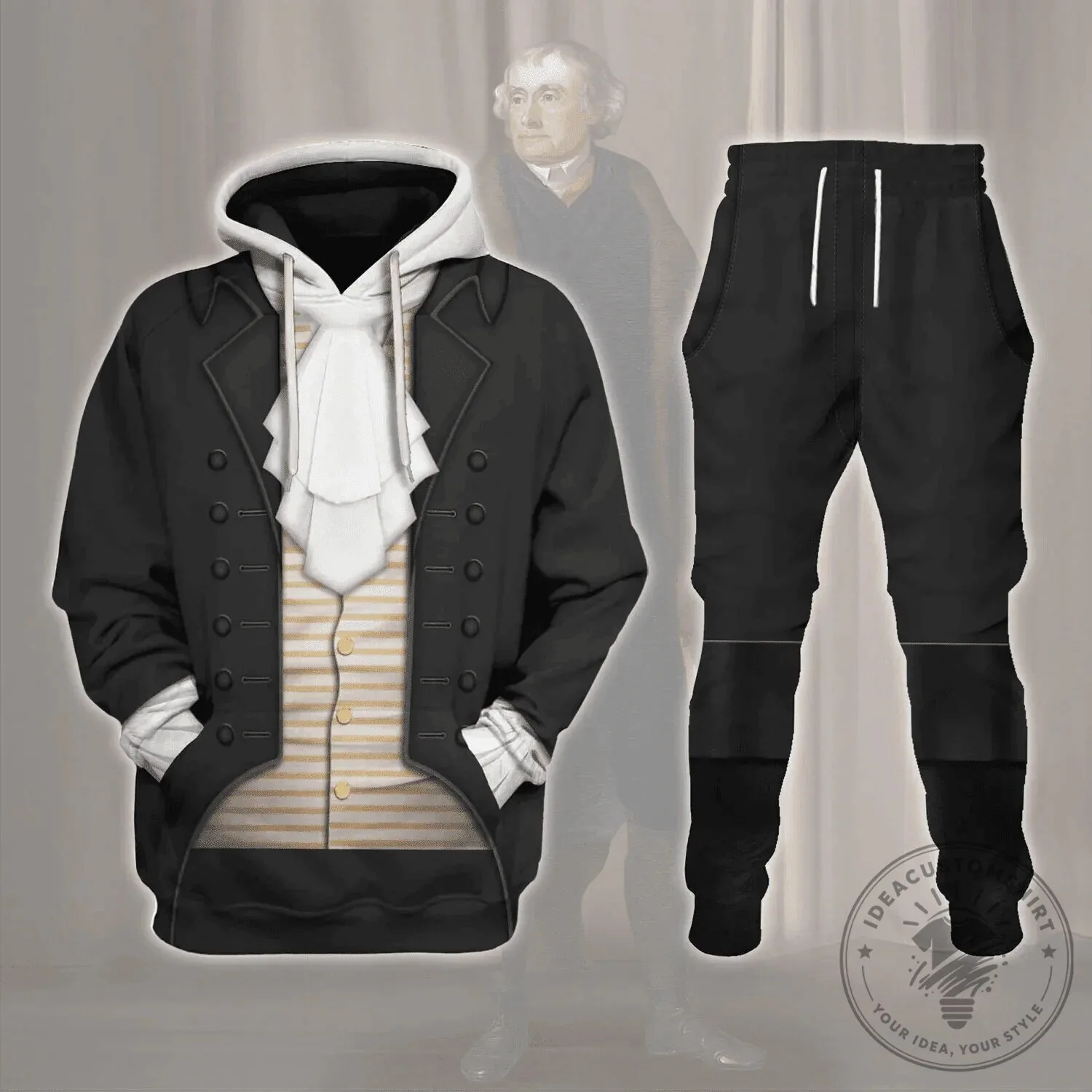 Thomas Jefferson Presidential Costume Historical Figure Hoodie and Sweatpants Set 2 Thomas Jefferson Presidential Costume Historical Figure Hoodie and Sweatpants Set