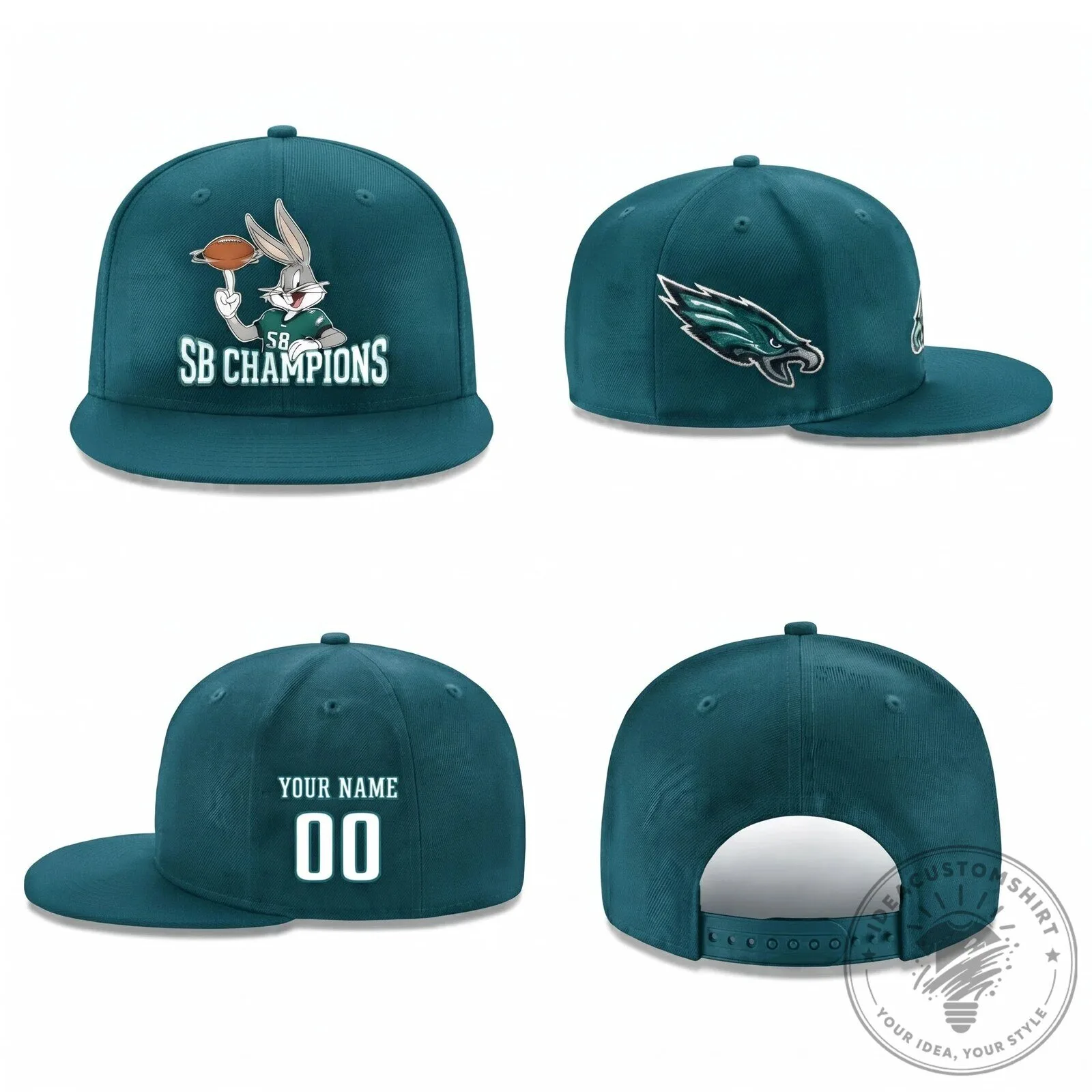 Philadelphia Eagles Bugs Bunny Super Bowl Champions Personalized Snapback Cap Hat 11 Philadelphia Eagles Bugs Bunny Super Bowl Champions Personalized Snapback Cap Hat