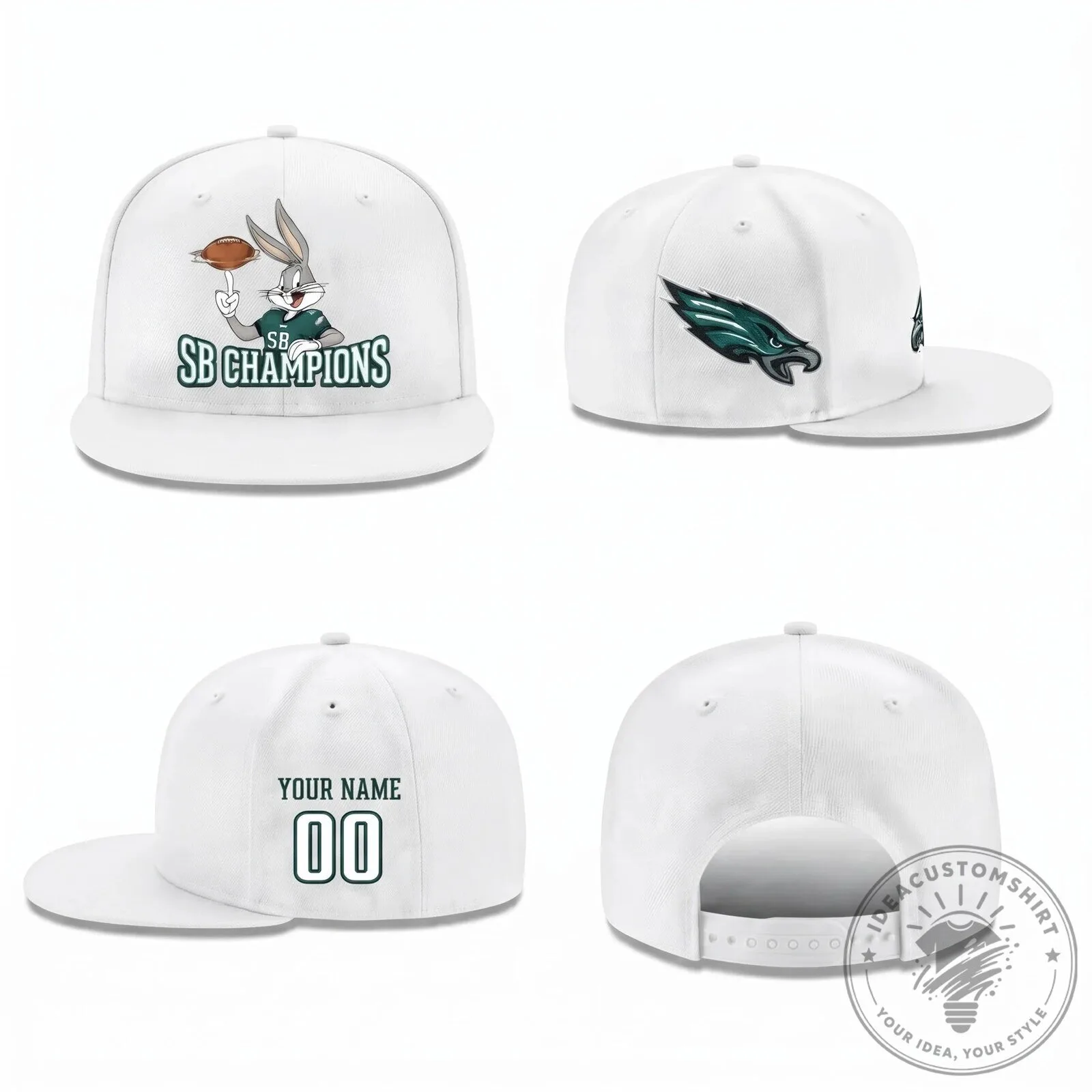 Philadelphia Eagles Bugs Bunny Super Bowl Champions Personalized Snapback Cap Hat 12 Philadelphia Eagles Bugs Bunny Super Bowl Champions Personalized Snapback Cap Hat