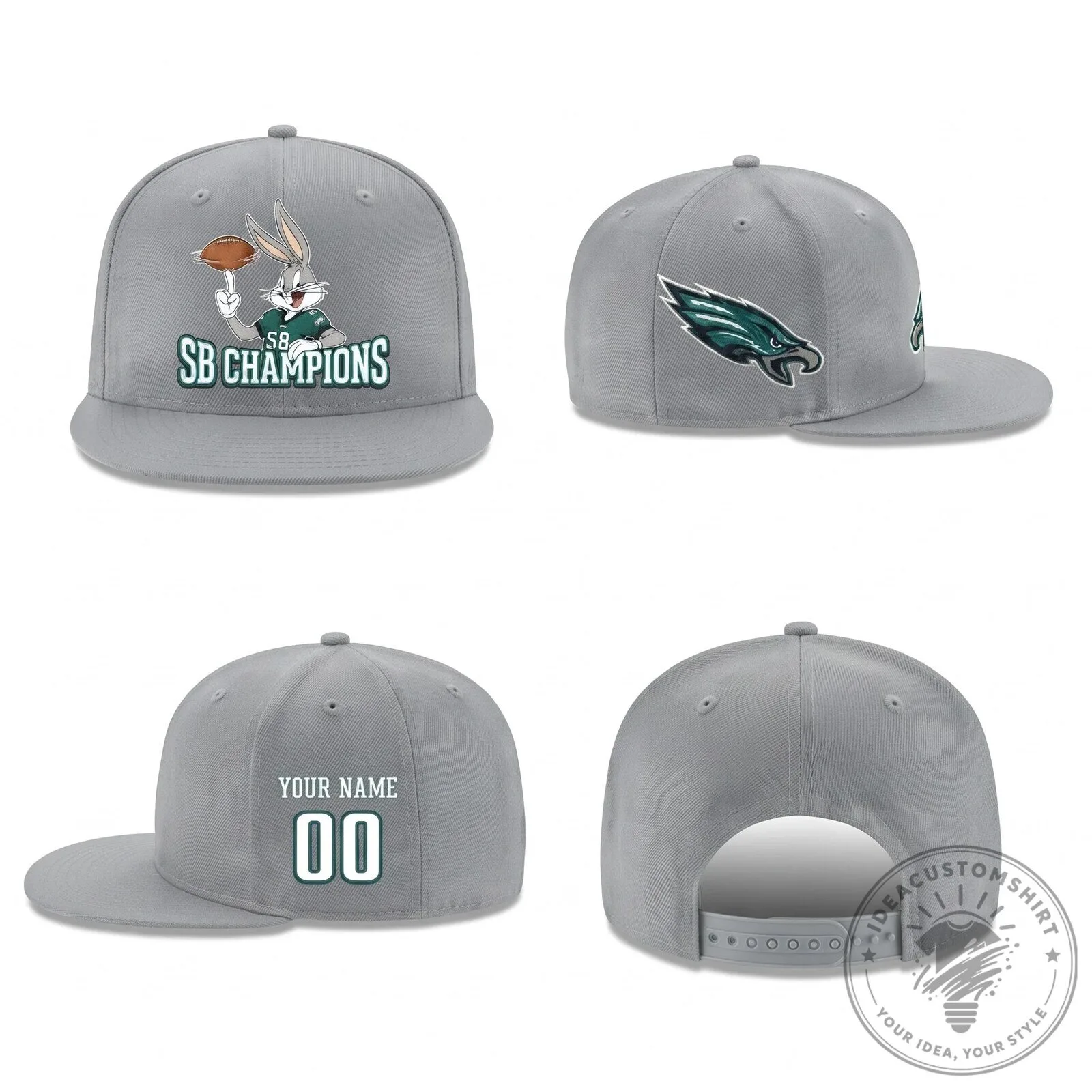 Philadelphia Eagles Bugs Bunny Super Bowl Champions Personalized Snapback Cap Hat 13 Philadelphia Eagles Bugs Bunny Super Bowl Champions Personalized Snapback Cap Hat