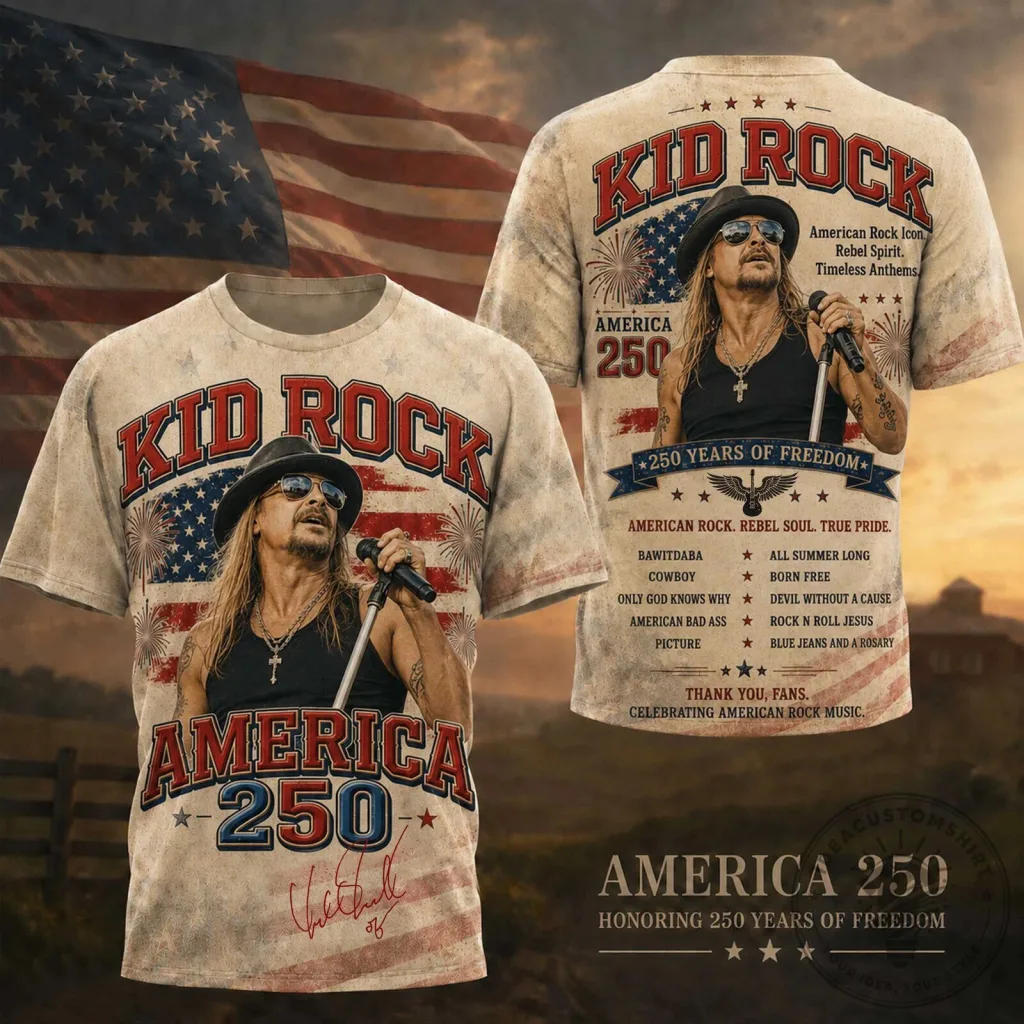 Kid Rock Patriotic America 250 Vintage Photo All Over Print T-Shirt 20 Kid Rock Patriotic America 250 Vintage Photo All Over Print T-Shirt